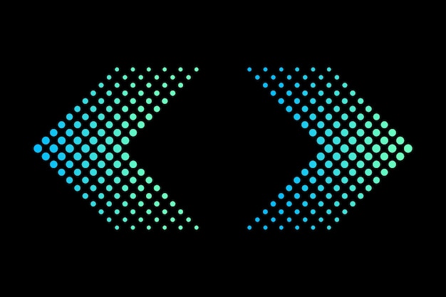 Halbtone-Pfeil-Design Gradient-Punkt-Muster Blau-Grün-Vektor Geometrischer Pfeil-Symbol