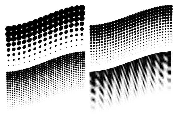 Vektor halbtonpunkte wellenhintergründe sammlungsvorlagen mit halbtonpunktmustern vektorillustration