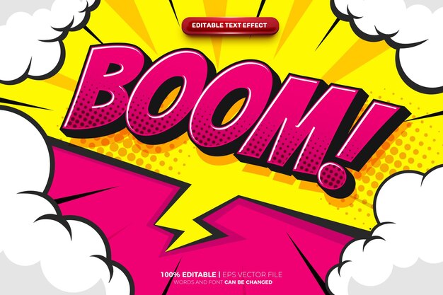 Halftone Retro Boom Comic-Text-Effekt
