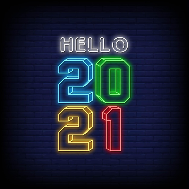 Hallo 2021 neon signs style text