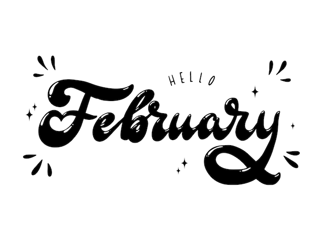 Hallo februar hand schriftzug zitat