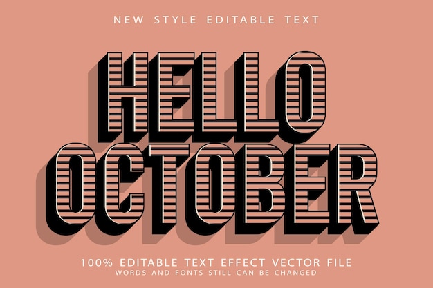 Vektor hallo herbst editierbarer texteffekt präge vintage-stil