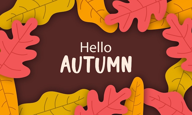 Hallo Herbstpapier geschnittener Hintergrund, Herbstgrüße Banner mit Herbstahornblättern