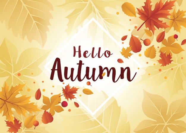Hallo Herbstsaison Design. Herbst saisonale Vorlage mit Blatt