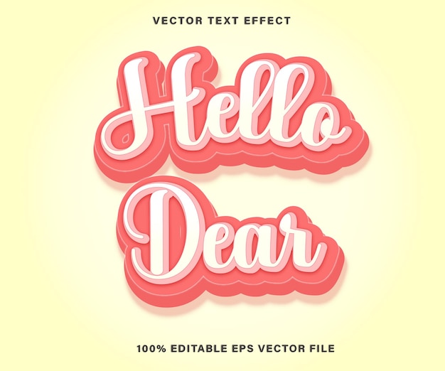 Hallo Lieber, bearbeitbarer Text mit 3D-Texteffekt