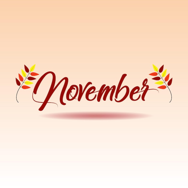 Hallo november, willkommener november-text für grußkarten. vektor-illustration. neuer monat.
