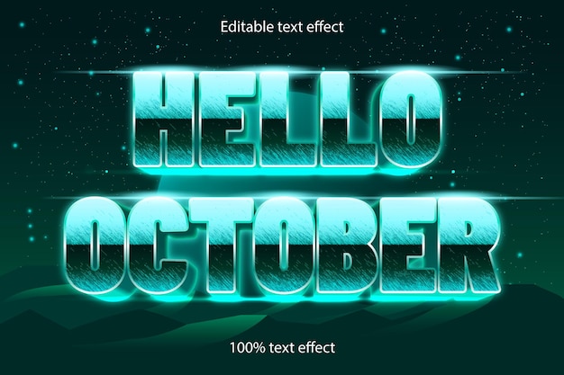 Hallo oktober editierbarer texteffekt retro-stil