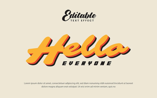 Hallo Retro-Vintage-Text-Effekt für Poster-Logo-T-Shirt-Waren