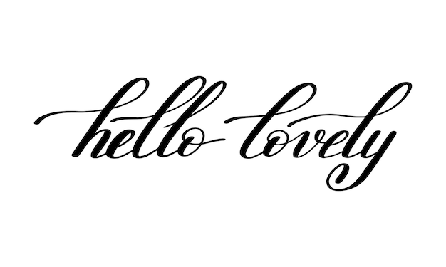 Hallo schönes handgeschriebenes kalligraphie-schriftzug-zitat zur valentinstag-design-grußkarte