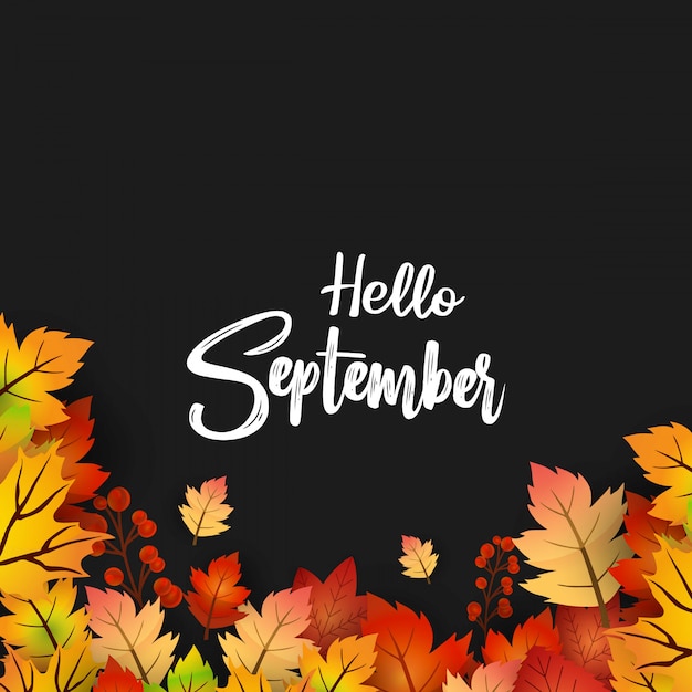 Hallo September-Herbstsaison deisgn Vektor