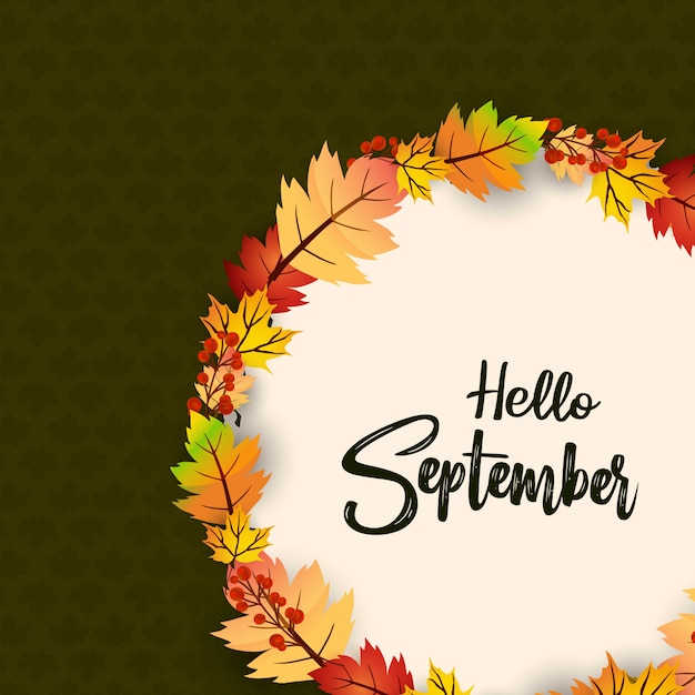 Hallo september-herbstsaison deisgn vektor