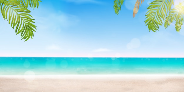 Hallo Sommer Design Urlaub Konzept. Poster Landschaft Seashore Resort Blick mit Strand