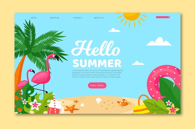 Vektor hallo sommer landing page vorlage