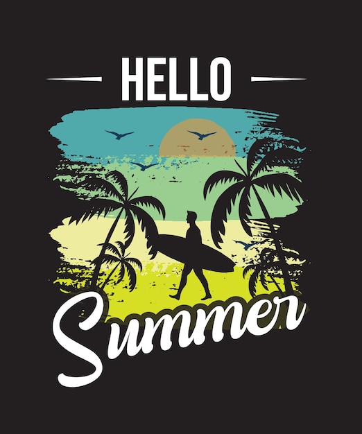 Hallo sommer-t-shirt-design, sommertag