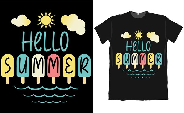 Hallo sommerferien-eiscreme-t-shirt design