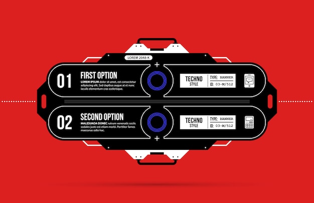 Hallo-tech-vorlage mit zwei optionen im techno-stil