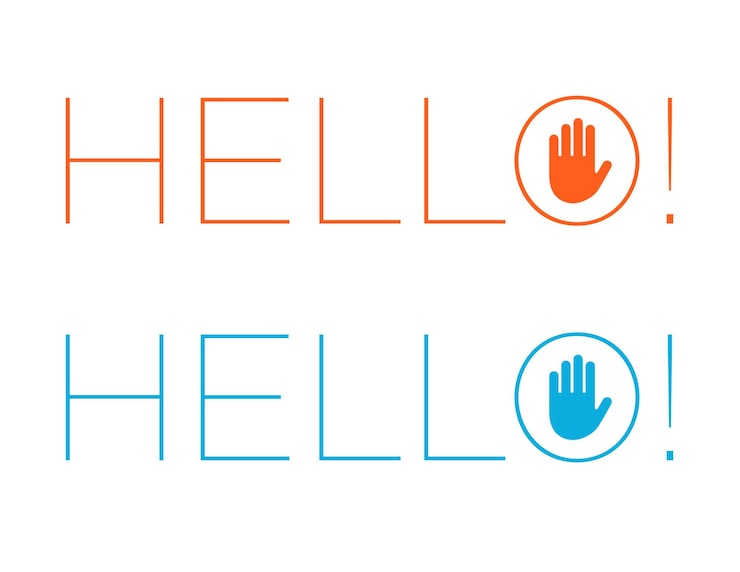 Vektor hallo vektoren illustrationen wortzeichen hallo logo vektor-ikonenvorlage
