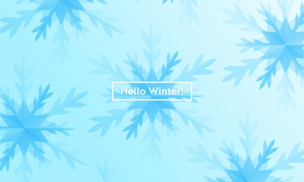 Hallo winter-layout mit schneeflocken für web, landing page, banner, poster, website-vorlage. schnee-weihnachten-saisonaler hintergrund für mobile app, social media. vektor-illustration