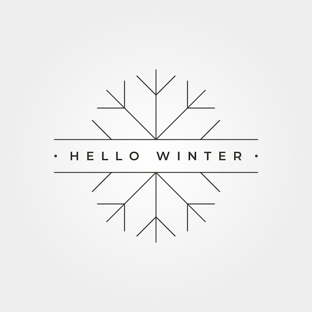 Vektor hallo winter strichzeichnungen minimale typografie text vektor symbol illustration design, schneeflocke schriftzug design