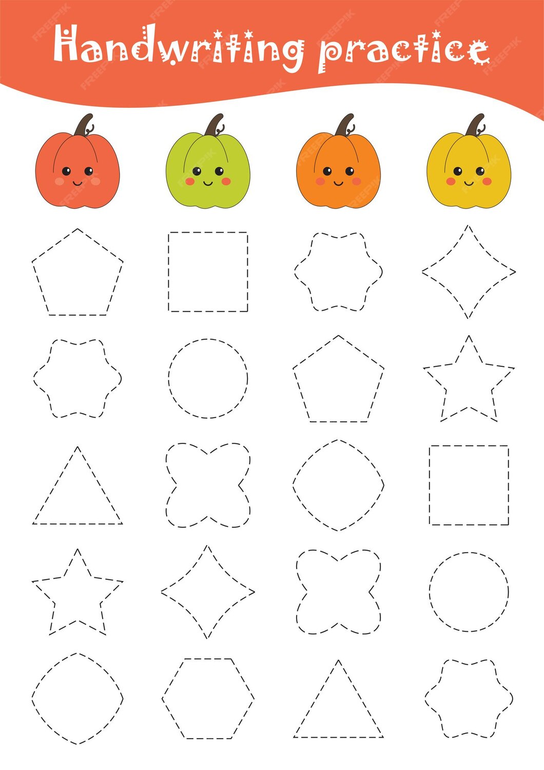 Halloween-arbeitsblätter für vorschulkinder. handschrift-geometrie 