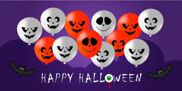 Halloween ballons banner-vektor-illustration