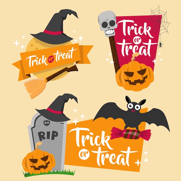 Halloween-banner-abzeichen-set