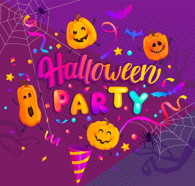 Halloween-banner für kinder mit einladung zur party.