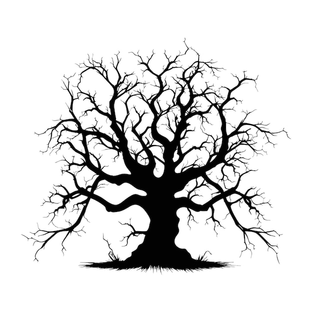 Halloween-Baum toter Ast aus VektorHalloween-Baum von Hand zeichnenSchwarze Pflanze auf weißem Hintergrund