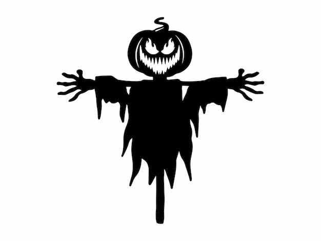 Vektor halloween beängstigende vogelscheuche silhouette illustration