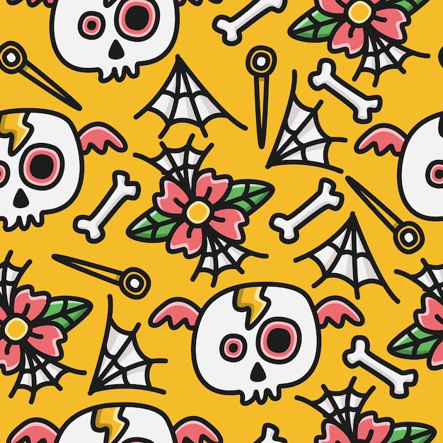 Halloween cartoon doodle kawaii muster design illustration