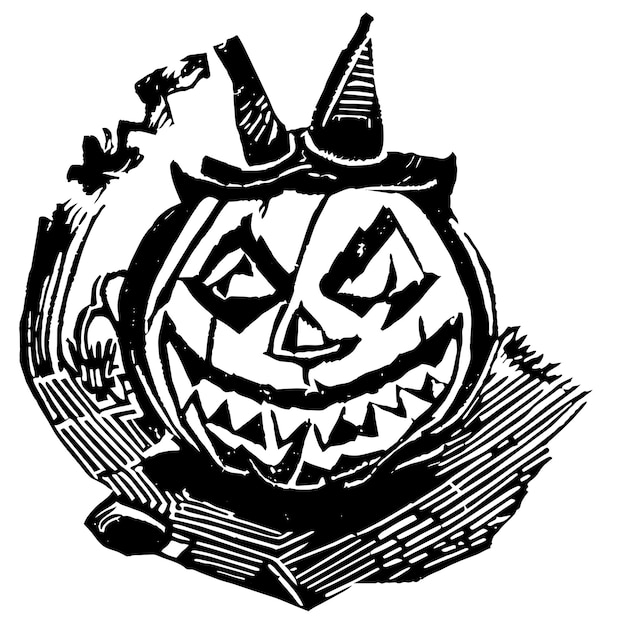 Halloween das gruseligste handgezeichnete cartoon-aufkleber-symbol-konzept isolierte illustration