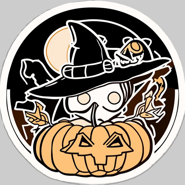 Vektor halloween, der gruseligste tag, handgezeichnetes cartoon-aufkleber-symbol-konzept, isolierte illustration