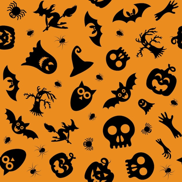 Halloween-Design Halloween-Symbole Ghost Spider Kürbis im Cartoon-Stil Vector Illustration