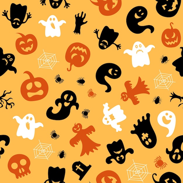 Halloween-Design Halloween-Symbole Ghost Spider Kürbis im Cartoon-Stil Vector Illustration