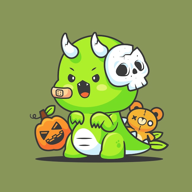 Halloween-dinosaurier-cartoon-illustration
