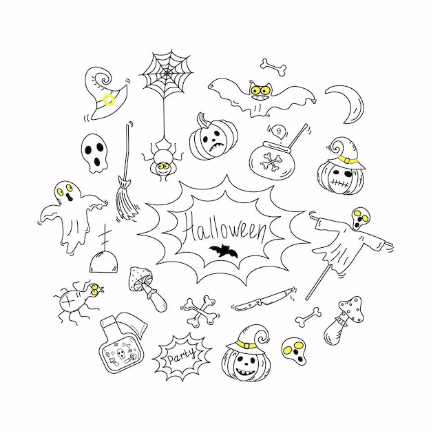 Halloween-doodle-symbole