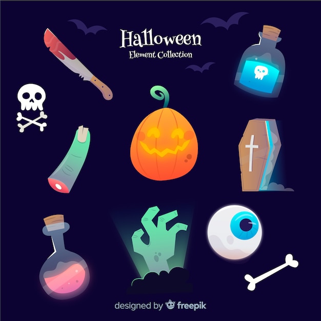 Halloween-elementsammlung im flachen design