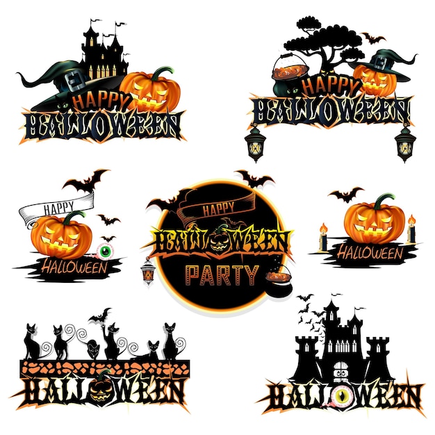 Halloween-etikett-set