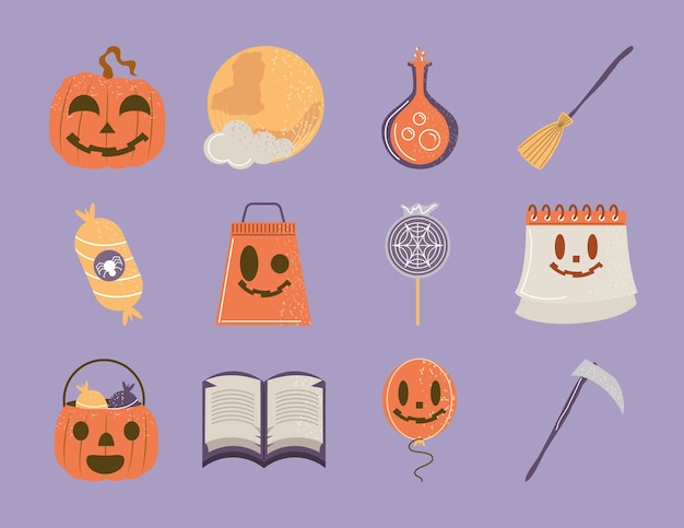 Halloween feier icons set