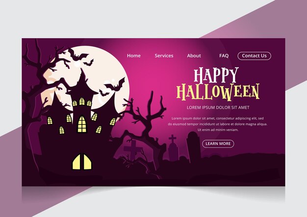 Vektor halloween-feier-landing-page-design und bearbeitbare vorlage