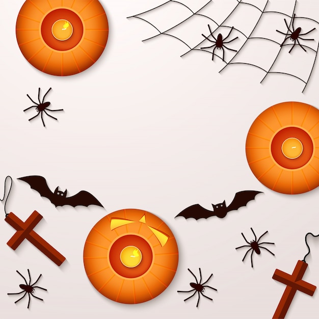 Halloween-feiertag mit spinnenkürbisen und -schlägern