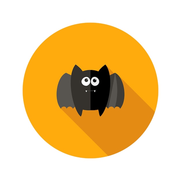 Vektor halloween-fledermaus-flaches symbol mit reißzähnen. vektor-illustration