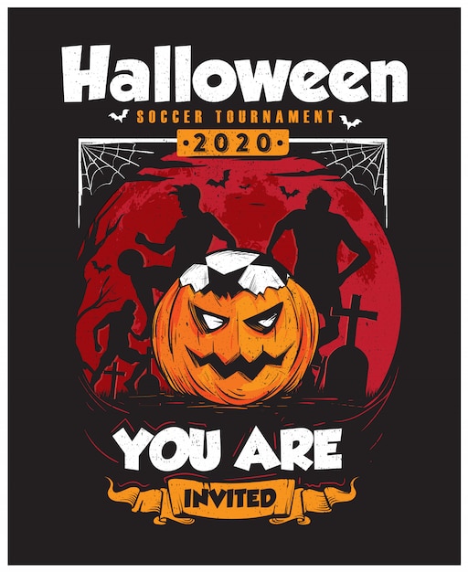 Vektor halloween fußballturnier poster