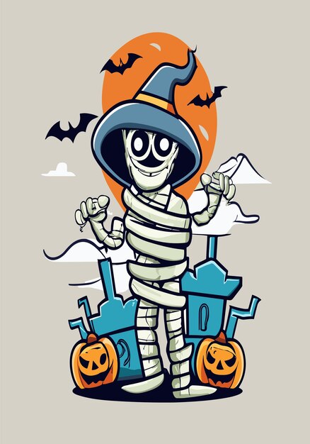 Halloween geheimnisvolle Mumien 2D Clipart Vektor-Design
