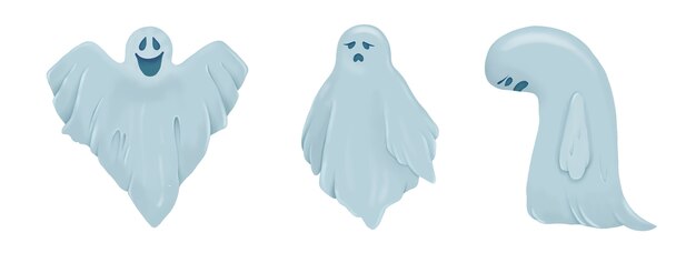 Halloween-Geister mit unterschiedlichen Emotionen