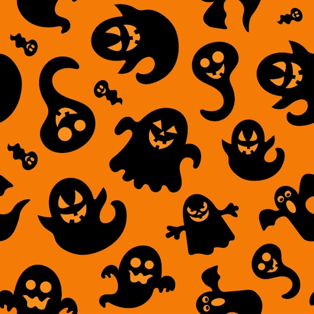 Halloween Geister nahtloses Muster Hintergrund Ferien süße Geister Zeichentrickfigur Vektor