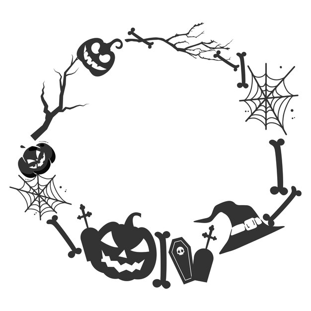 Halloween-geisterrahmen mit spinnennetz und gruseligem ast