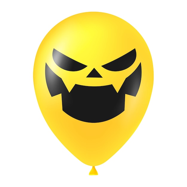 Halloween-gelbe ballonillustration mit gruseligem und lustigem gesicht