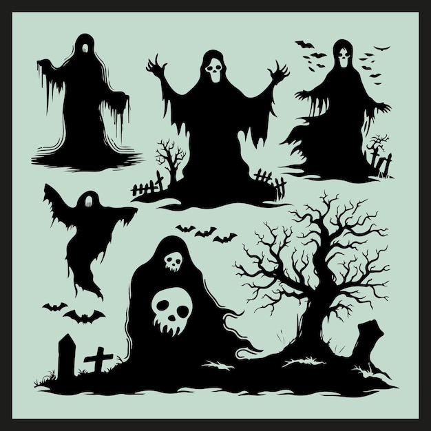 Vektor halloween ghost silhouette set-vektor