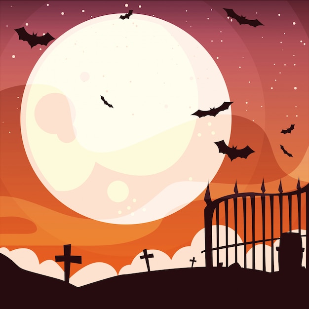 Halloween-grab unter vollmond